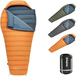 LOCHAS Lightweight Mummy Down Sleeping Bag 3 Season Sleeping Bags For Adults, Ultralight Backpacking Sleeping Bag For Hiking, Camping And Backcountry With Durable Compression Bag EARTHYELLOW Left Zip-2.58lbs