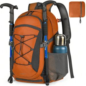 Hiking Backpack 40L Waterproof Camping Backpack Lightweight Packable Backpack For Women Men Outdoor Travel Daypack Orange