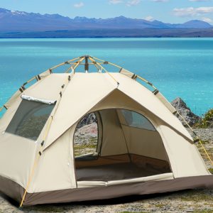 Automatic Quick-Open 4-Person Beach Camping Tent with UV Protection for Hiking, Fishing, and Hunting