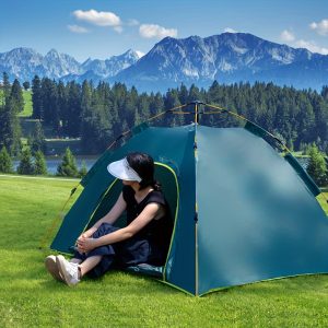 Camping Tent Outdoor Camping Portable Folding Wilderness Camping Equipment Automatic Three-second Quick Open Anti-mosquito Tent With Fiberglass Poles And 210D Oxford Cloth Tent Suitable For Family Trips